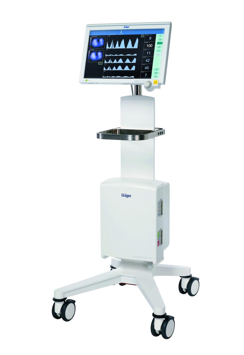Dräger PulmoVista 500 Intensivbeatmung und Lungenmonitoring D-25283-2009 Der elektrische Impedanztomograph PulmoVista 500 wurde speziell für den Einsatz in der täglichen klinischen