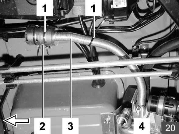 Smart (Benzin) Thermo Top E Brennluftansaugleitung - Ansauggeräuschdämpfer (2) auf den Ansaugschlauch (3) aufschrauben - Ansaugschlauch (3) mit einer Schlauchschelle (4)