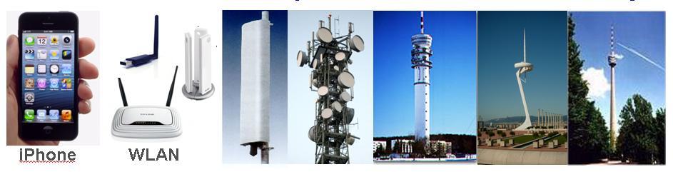 Bild 9: Kommunikationssysteme Quellen für Hoch- und Höchstfrequenzfelder Zurzeit gibt es deutschlandweit (Tendenz steigend): rund 300.000 Mobilfunk-Sendeanlagen, etwa 2 Millionen.