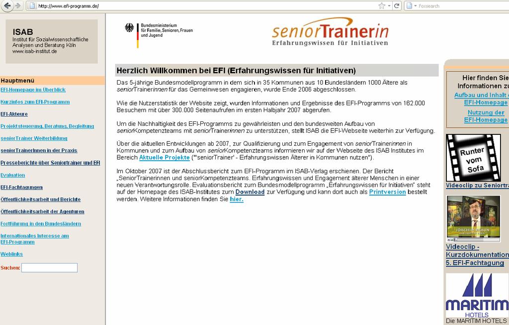 Website zum EFI-Programm (2002-2006) Als Archiv