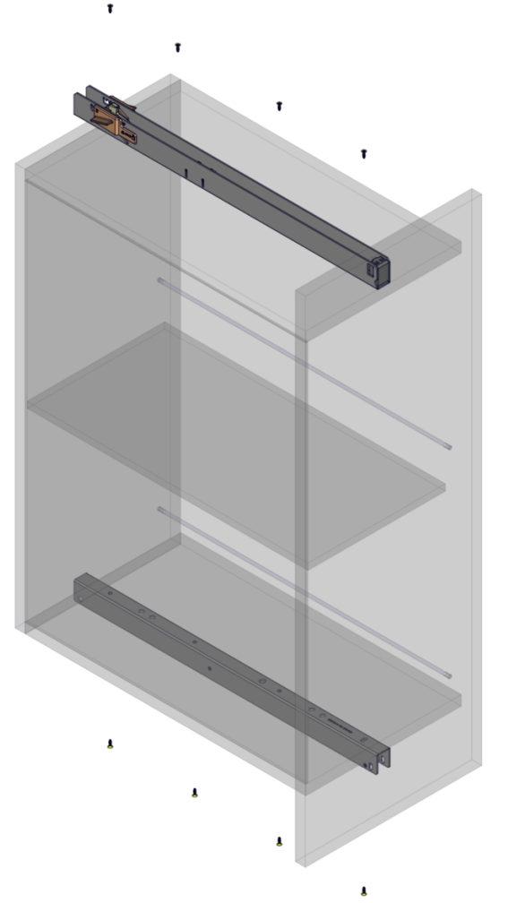 Einbauzeichnung 4, 2a und Bohrbildtabelle Seite 4 entsprechend mit Ø4 Spax-Schraube befestigen.