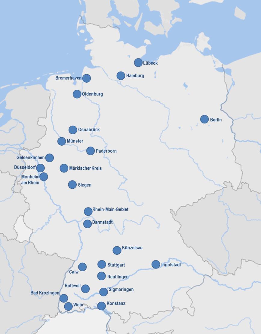Analyse bestehender Schnellbusse Recherche deutschlandweit bestehender Schnellbussysteme: 22 Schnellbussysteme mit insgesamt 112 Linien Befragung ausgewählter Linien :