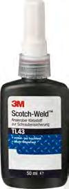 Kleben und Verbinden Klebstoffe 3M Scotch-Weld Anaerober Klebstoff zur Schraubensicherung TL 43 3M Scotch-Weld TL 43 ist ein mittel- bis hochfester anaerober Klebstoff zur Sicherung der