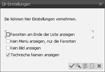 über Favoriten und Verknüpfungen Das SAP-Easy-Access-Menü können Sie individuell anpassen und beispielsweise einstellen, ob Transaktionscodes im Menübaum oder Favoriten angezeigt werden.