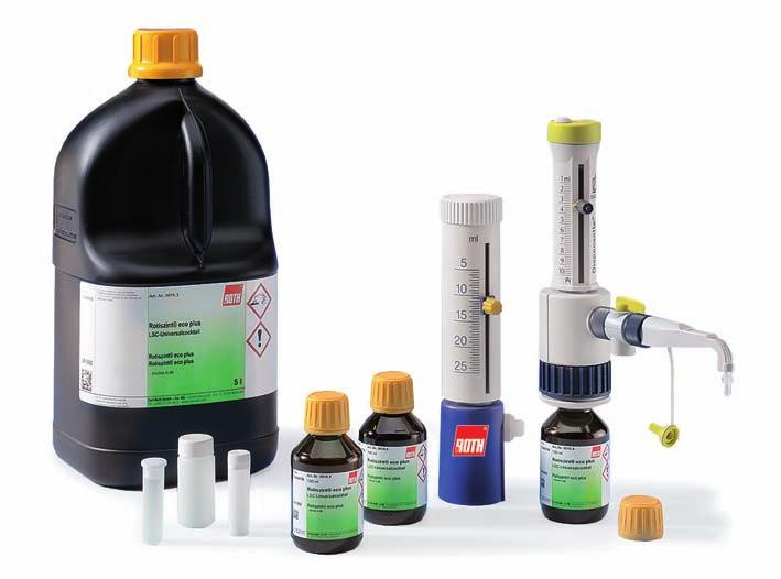 Rotiszint -eco plus besitzt eine hervorragende Probenaufnahmekapazität für alle wässrigen und organischen Proben und ist optimal geeignet für Lösungen mit hoher Ionenstärke.