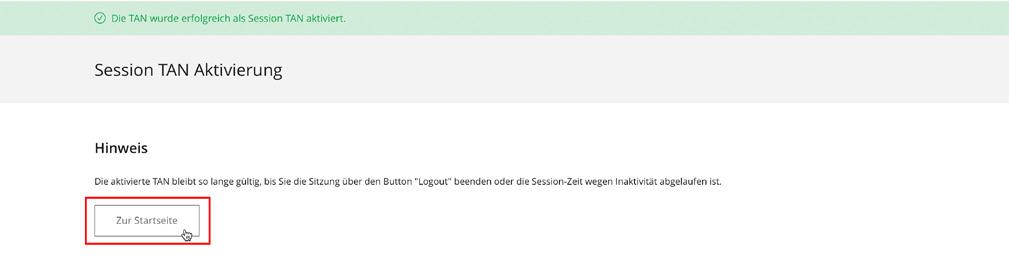 und bestätigen Sie mit Session TAN aktivieren.