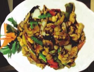 Curry Soße stir-fry Kangkong (seasonally) with garlic stir-fry vegetables, tofu in curry