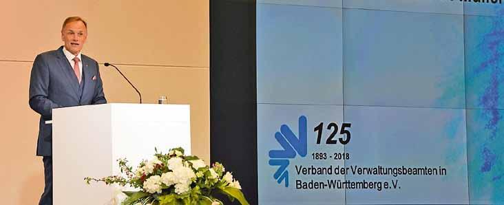 Verbandsvorsitzender Jochen Müller 125 Jahre Verband der Verwaltungsbeamten in Baden- Württemberg, wahrlich ein stolzer Geburtstag.
