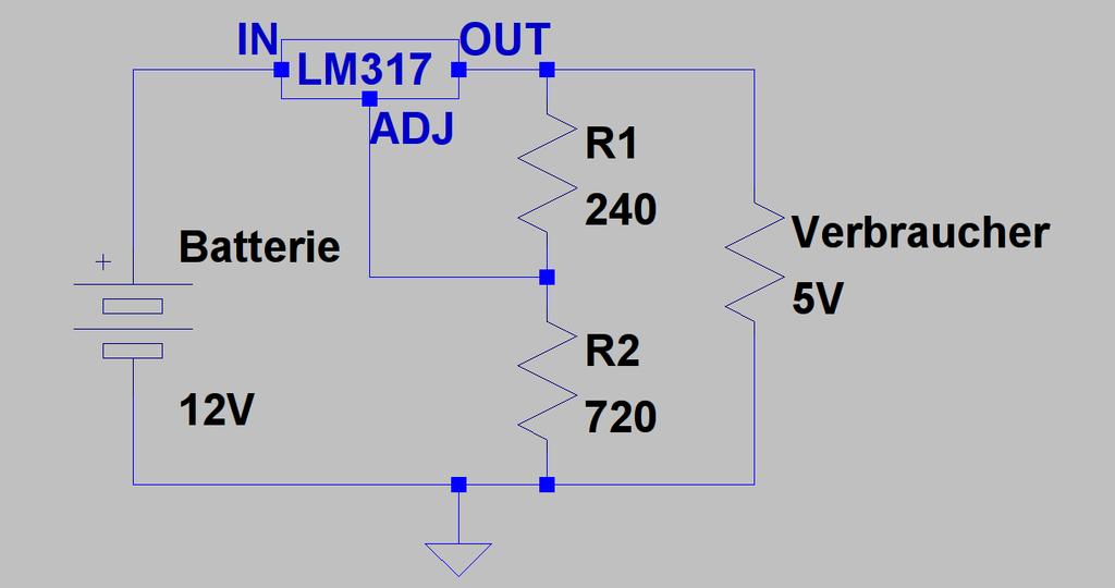 Lineare Spannungsregler Verlustleistung Der LM317 dient als variabler Widerstand Angenommen: der Verbraucher zieht einen Strom von 1A P = U I P