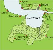 Hintergrund des Projektes Sturmflut 1509 Die Cosmas Damian Sturmflut vom 26.09.1509 mit der bislang größten Ausdehnung des Dollarts.
