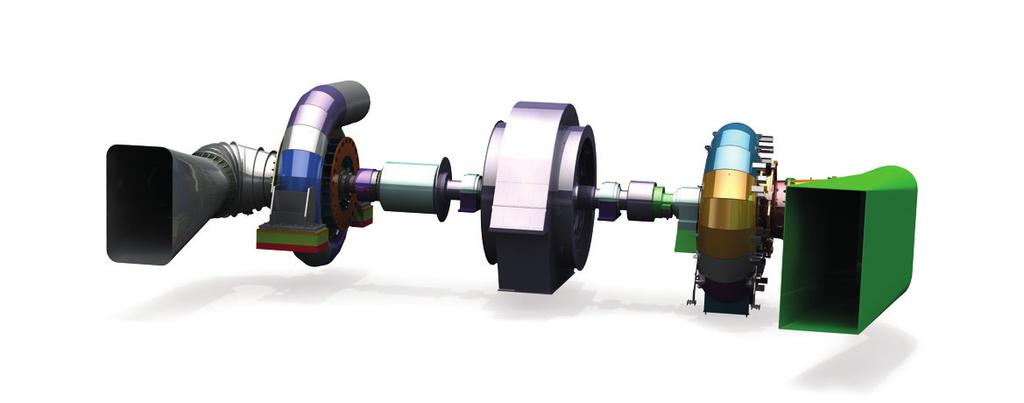 Maschinensatz Herzstück des neuen Pumpspeicherkraftwerks bilden die beiden horizontalen aus drei Elementen aufgebauten Maschinensätze.