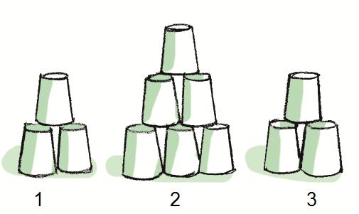 8. Pyramide 1 ist... Pyramide 2. Pyramide 1 ist... Pyramide 3. a) höher als genauso hoch wie b) kleiner als genauso hoch wie c) genauso hoch wie kleiner als d) kleiner als höher als 9. +.