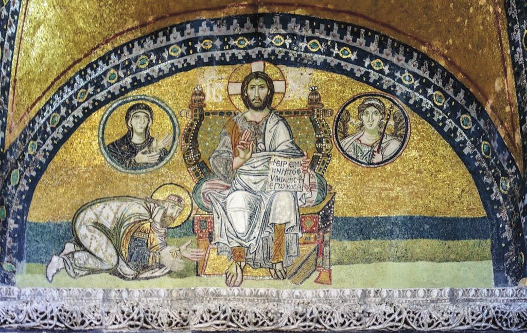 15 25. Mai 2018 Gold in der Kunst Mosaik Leo VI, Haiga Sophia Das Mosaik zeigt Kaiser Leo VI (866 912 n. Chr.), der auch als der Weise Kaiser von Byzanz bezeichnet wird.