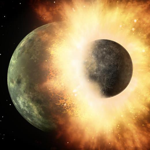 Entstehung des Mondes Bedingungen an die Entstehungstheorie Ungewöhnliche Größe des Mondes im Vergleich zur Erde Hoher Unterschied der Mittleren Dichten von Mond und Erde Fehlen von Wasser auf dem
