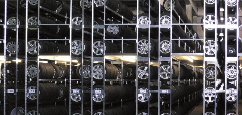 Reifen- und Räderlager Automobilhersteller Technische Besonderheiten BERT Fachbodenregal-System
