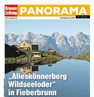 Tirol Panorama TARIFE 2019 / FORMATE (B X H) Regionalseite Textspalte für 1 mm Sonntag 4,08 Titelseite 7,60 Erscheinungsweise Sonntag als Beilage in der Tiroler Krone und im Tirol KURIER.