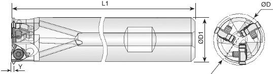 Gewinde - Fräshalter mit Innenkühlung, Werkzeugstahl Ausführung. Schaft 1835 HB (Weldon) für große Auskraglängen.