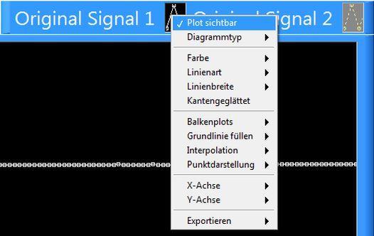 Manuelle Anpassung Über die Grafik Schaltfläche kann man die Original Signal 1 + 2 - und die Resampled Signal 1 + 2 Plot Darstellung manuell ausschalten.