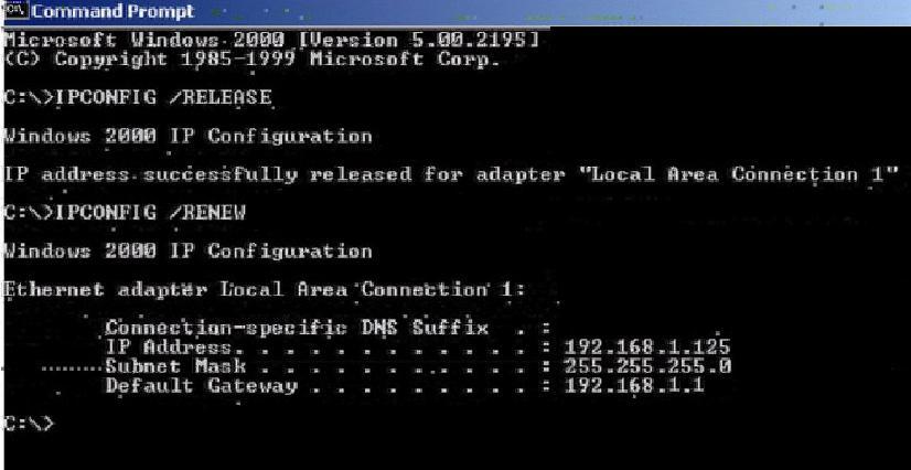 klicken. 2. Tippen Sie IPCONFIG /RELEASE und drücken Sie Enter. 3. Tippen Sie IPCONFIG /RENEW und drücken Sie Enter. 4.