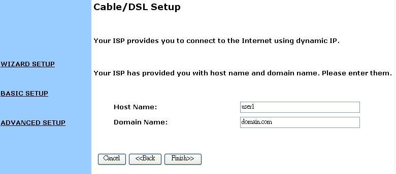 Einstellung der dynamischen IP: 1.