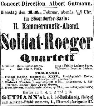 Solisten: Bruno Walter, Klavier. 2. Konzert am 14. Februar 1905: Neue Freie Presse (Wien), 12.