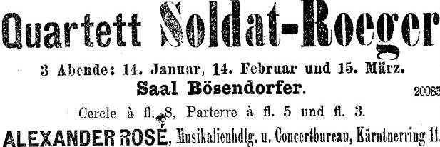 Saison 1898-99 Übersicht der drei Konzerte: 14. Januar; 14. Februar und 15.