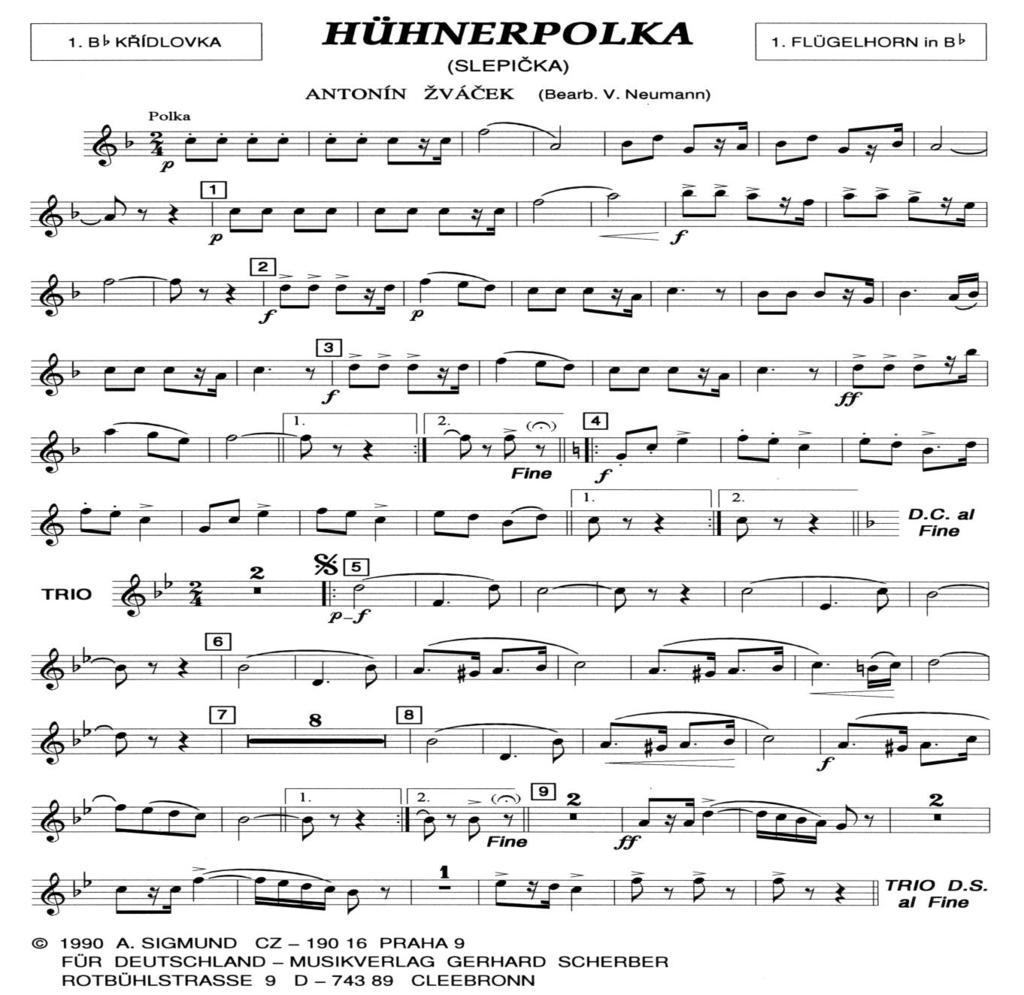 Hühnerpolka A. Zvacek Polka CD-Nr. 41 0043 Pcode II Bestell-Nr. S850-94 Direktion in C 2. Tenorsaxophon in B Tuba in F 1. Posaune C/B Flöte in C Baritonsaxophon in Es 1. Horn in F/Es 2.