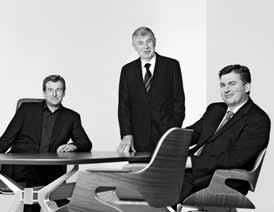 Geschäftsführer in zweiter und dritter Generation: Helmut, Werner und Joachim Link (v. l. n. r) Interstuhl Die Idee eines schwäbischen Unternehmers und Entwicklers geht international auf Reisen.