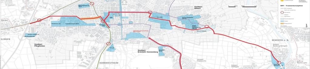 BRT nächste Schritte Gemeinderatsentscheidung über Trassenverlauf zur Ost-West-Querung von Ludwigsburg Beginn der Vor- und
