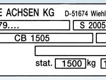 = 000 kg Schlüsselzahl Radbremse Typ Radbremse Größe Ø mm. = R -6 0 x 0 6. = S 00- RASK 00 x 0. = S 00- RASK 00 x 0 0. = S 0- RASK 0 x 0 0.