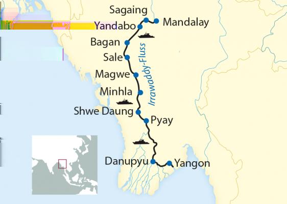 Schiffsreise Asien Myanmar Lebensader Myanmars: Von Yangon nach Mandalay 17-tägige Erlebnisreise mit 15-tägiger Irrawaddy-Flusskreuzfahrt zwischen Yangon und Mandalay Reiseübersicht Auf dieser