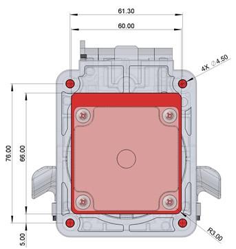 Montageinformation Die 25K Schlauchpumpe wird mit 4 x M4 Schrauben an einem Schalttafelausschnitt montiert.