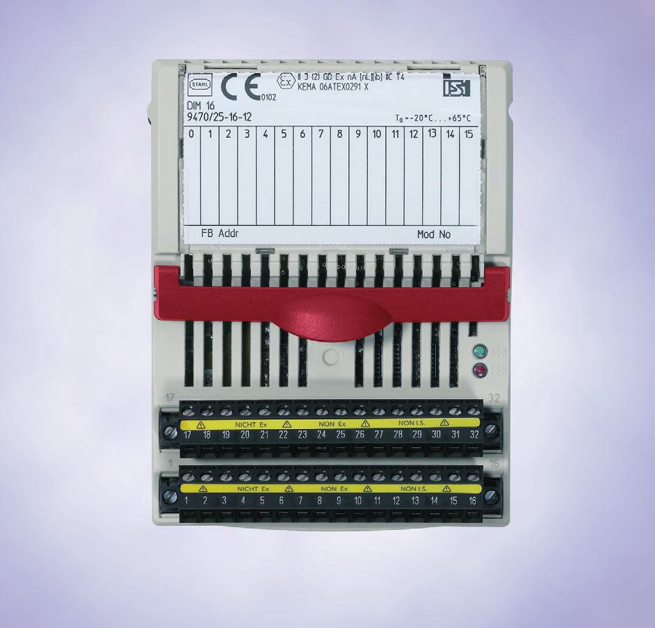 4 Remote I/O 16 Kanäle für Kontakte und NAMUR-Initiatoren (EN 60947-5-6) Zone 2 Ausführung zum Anschluss von Stromkreisen gem.