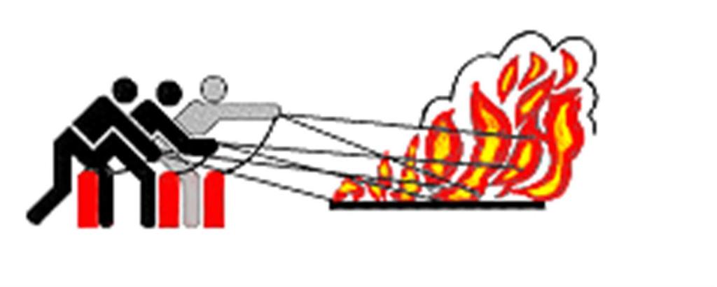 Bei größeren Entstehungsbränden mehrere Feuerlöscher gleichzeitig und nicht nacheinander einsetzen.