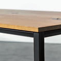 Tisch at_11 Eiche massiv, geölt Tischblatt mit Längsfuge Füße Walzstahl, farblos lackiert table at_11 massive oak, oiled