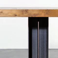 mit Längsfuge Füße Walzstahl, geölt table at_12 massive oak, oiled table surface with centre join table legs, pressed