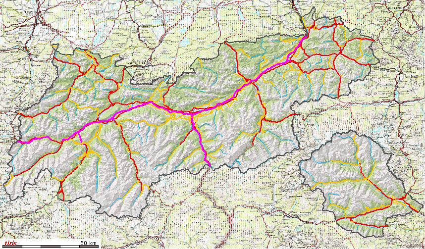 Straßennetz Landesstraßen B: 972 km / 2.