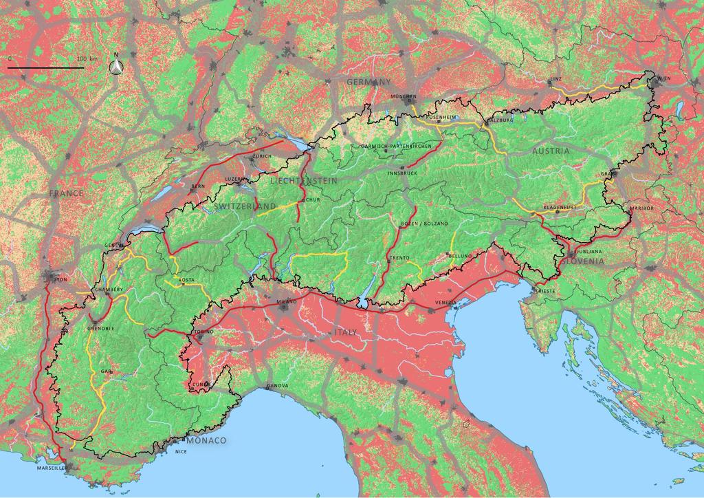 SACA Strategic alpine Connectivity Areas Land use