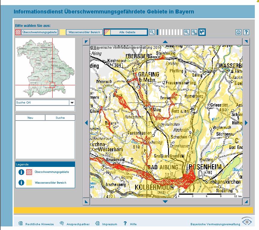 Informationssystem Überschwemmungsgebiete bayernweiter Kartendienst 2 Klassifizierungen Überschwemmungsgebiete Wassersensible