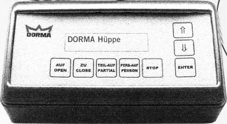 DORMA Hüppe Variflex Bedienungsanleitung Automatik (EM) Bedienungseinheit mit Display zur Steuerung und Programmierung Automatik (EM) 1.