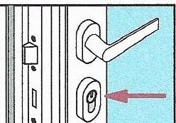Bei Türen mit Druckstange/Stangengriff müssen die Getriebe (1) links und rechts 2-mal pro Jahr gefettet werden.