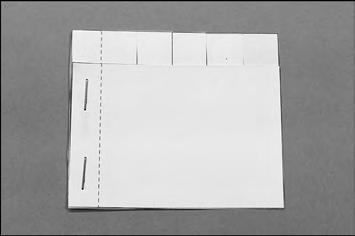 Faltanleitung 6: Register Du brauchst zusätzlich: Heftgerät mit Heftklammern Schneide die Titelseite und alle fünf Registerkarten jeweils an der Lege die Registerkarten in der richtigen