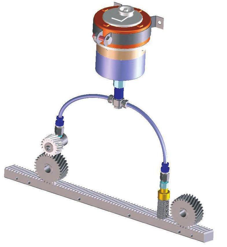 Anfrage) Lubricating unit for servo-rive systems Center istances 32 m (available on request) Schmierung über Filzzahnra Lubrication by means of felt gearwheel