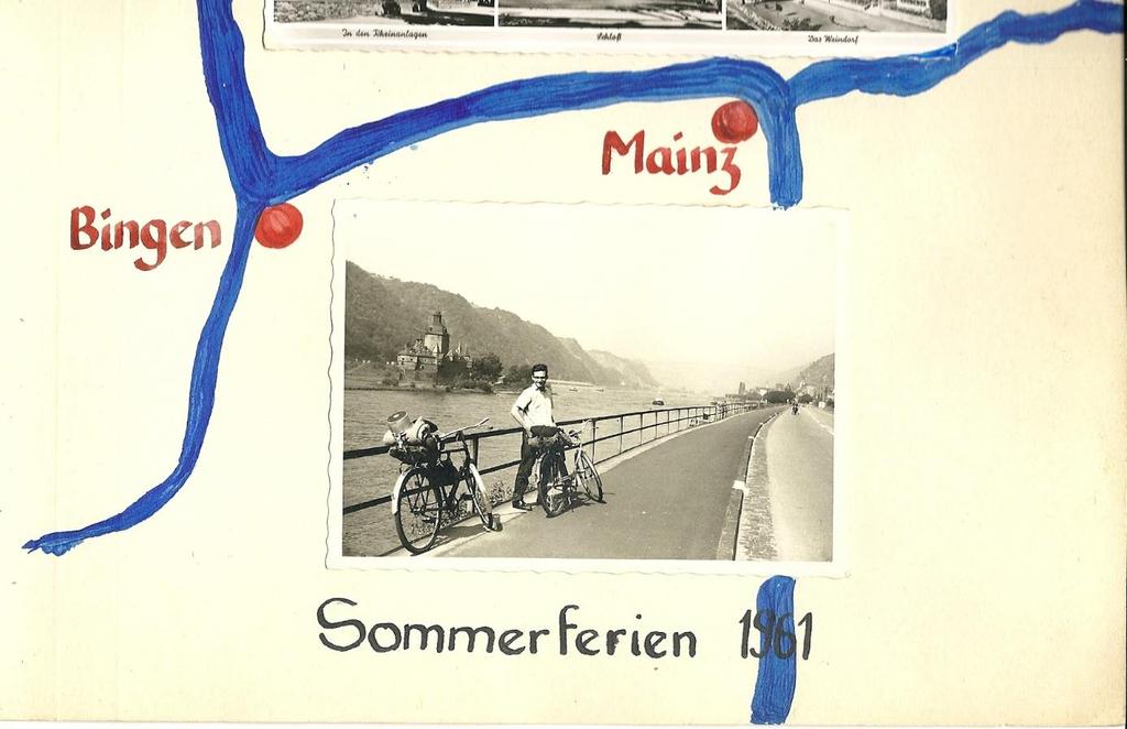 2 Abb. 2 Auf der Fahrt in Richtung Kobern-Gondorf bei Kaub am Rhein; Franz Hohmann vorn, dahinter das Fahrrad mit dem bescheidenen Campinggepäck Gangschaltung und ohne viel Schnick Schnack.