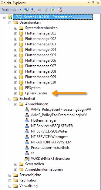 Einstellungen im bestehenden SQL-Server Das legt bei der ersten Initialisierung neben den bestehenden Mandanten, eine eigene Datenbank mit Namen FP* an.