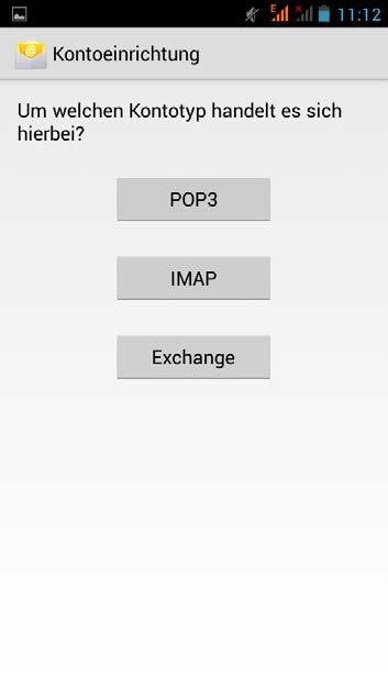 Exchange Konto unter Android 4.2.2. hinzufügen Tragen Sie Ihre Hochschule Niederrhein E-Mail Adresse und das Passwort ein.