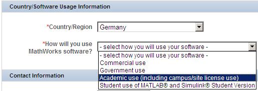 4. Wählen Sie bitte als Land: Germany und die Lizenz aus, welche Sie installieren möchten.