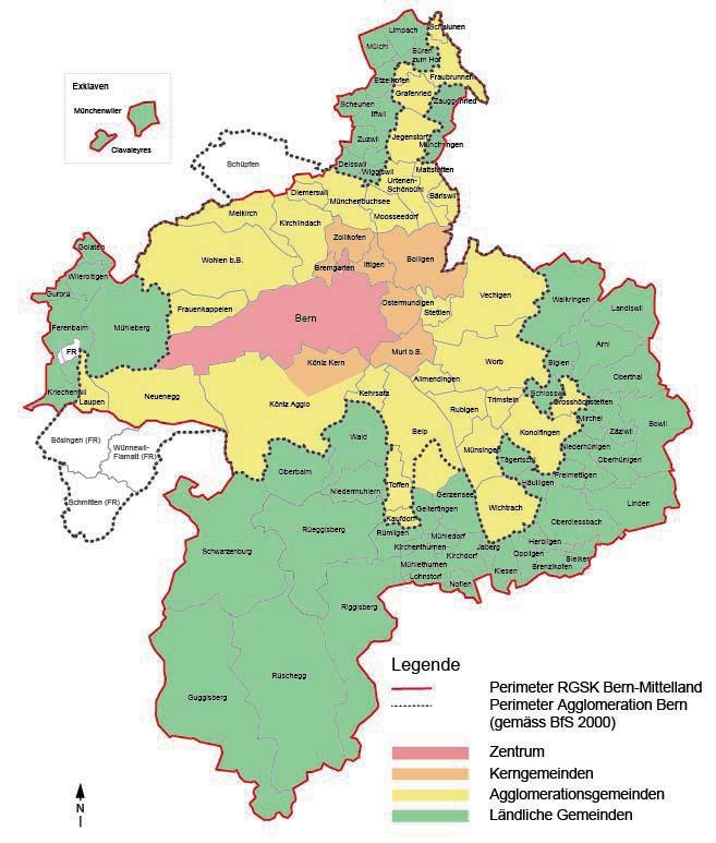 Bevölkerung und Beschäftigte in der Region Bern Einwohner RKBM: 382 000 (BfS, 2007)