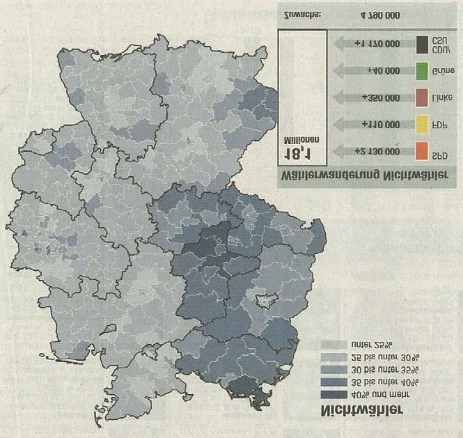 Abbildung 8: Dichte der Nichtwähler in den Wahlkreisen; Darstellung aus der Süddeutschen