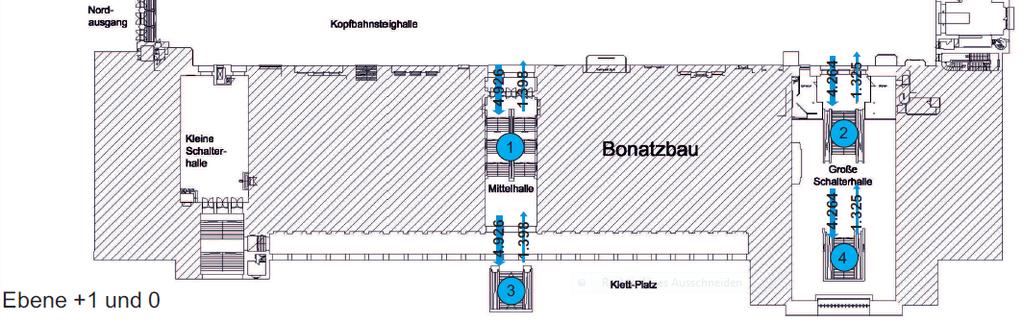 S-Bahn Zugänge: Treppe 5 hat bereits eine Qualitätsstufe E und wird nicht angesetzt.